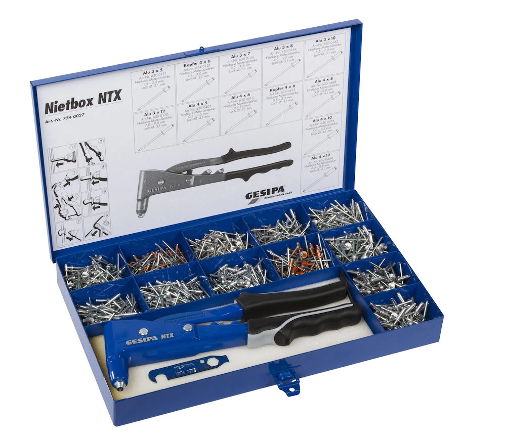 Gesipa Pince à Rivet 217540027 NTX Pince Pour Rivets Aveugles 2.4-5.0 Mm Dans Un Coffret D'assortiment Rempli 4 Gesipa Pince à Rivet 217540027 NTX Pince Pour Rivets Aveugles 2.4-5.0 Mm Dans Un Coffret D'assortiment Rempli – Image 2
