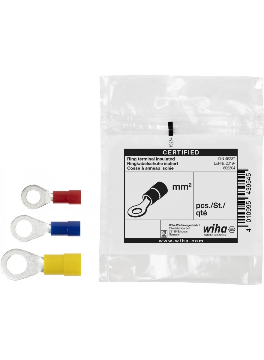 Wiha Pince à Sertir C020E015025 Cosse De Câble Annulaire Isolée 100 Pièces Selon DIN 1,5 - 2,5 Mm², M5 4 Wiha Pince à Sertir C020E015025 Cosse De Câble Annulaire Isolée 100 Pièces Selon DIN 1,5 - 2,5 Mm², M5 – Image 2